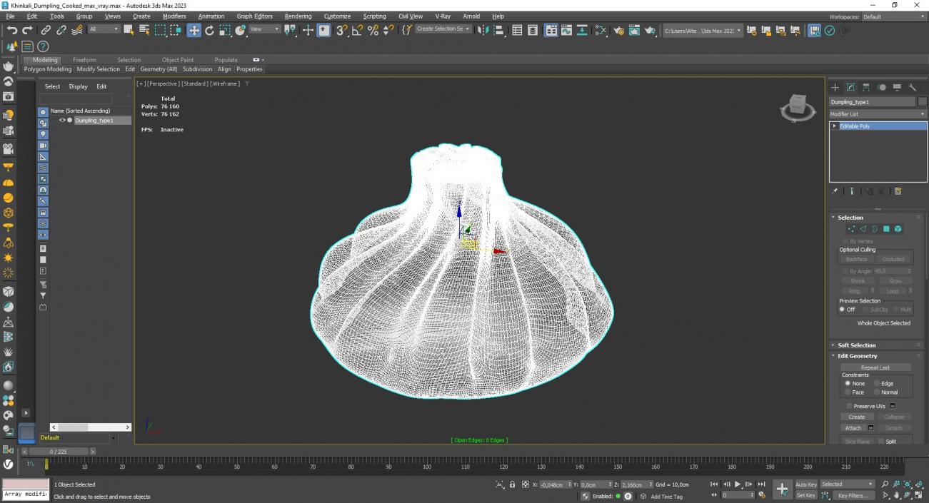 Khinkali Dumpling Cooked for 3D Print 3D