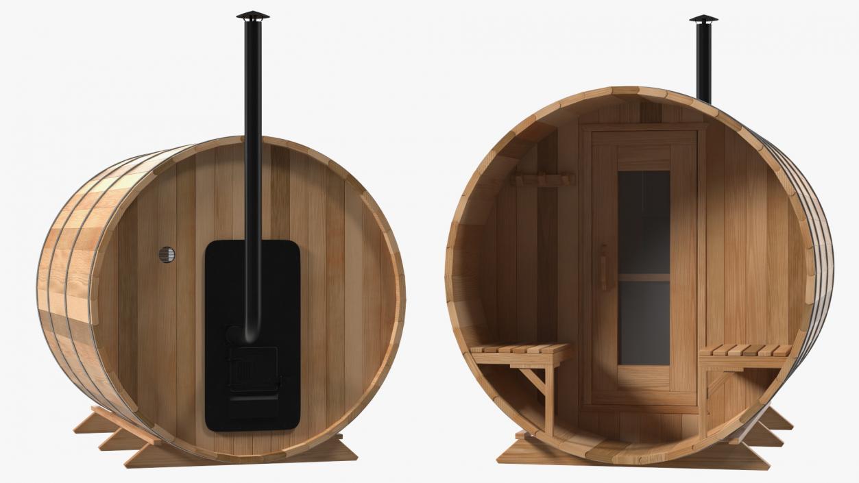 Red Cedar Barrel Sauna 3D