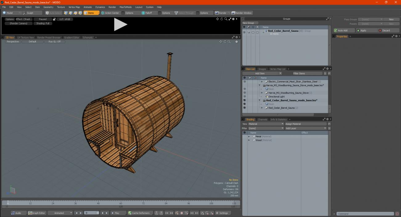 Red Cedar Barrel Sauna 3D