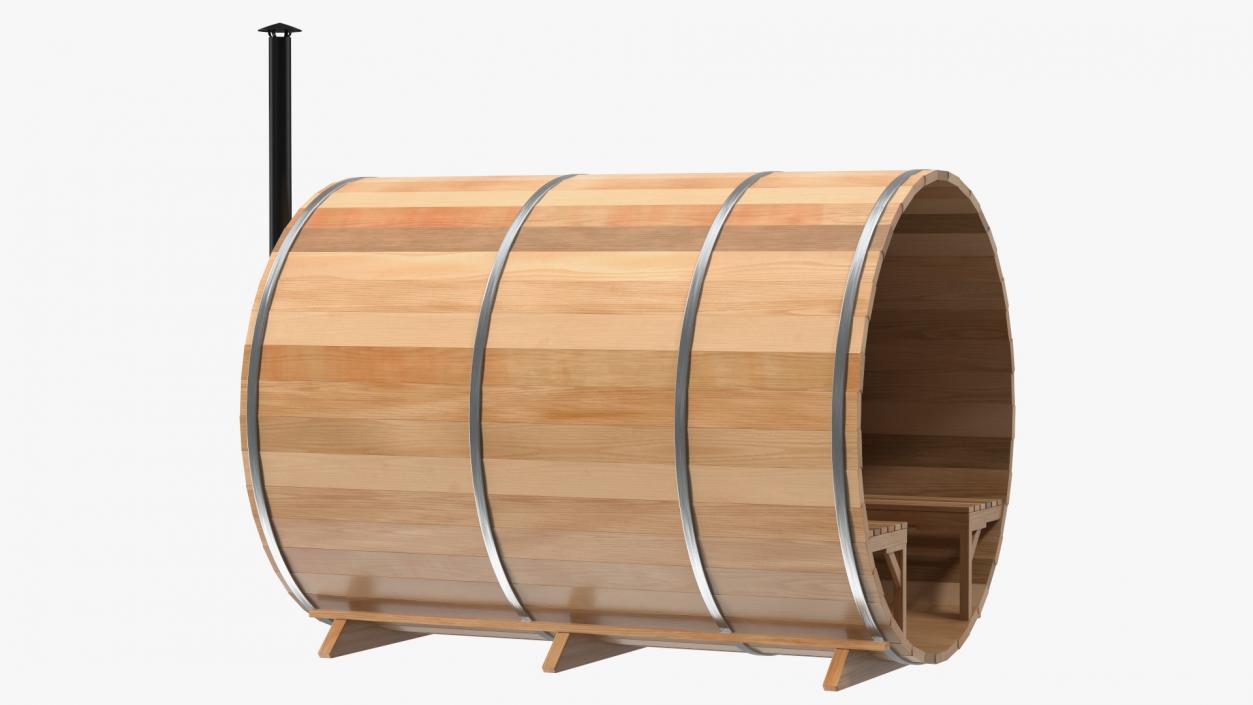 Red Cedar Barrel Sauna 3D