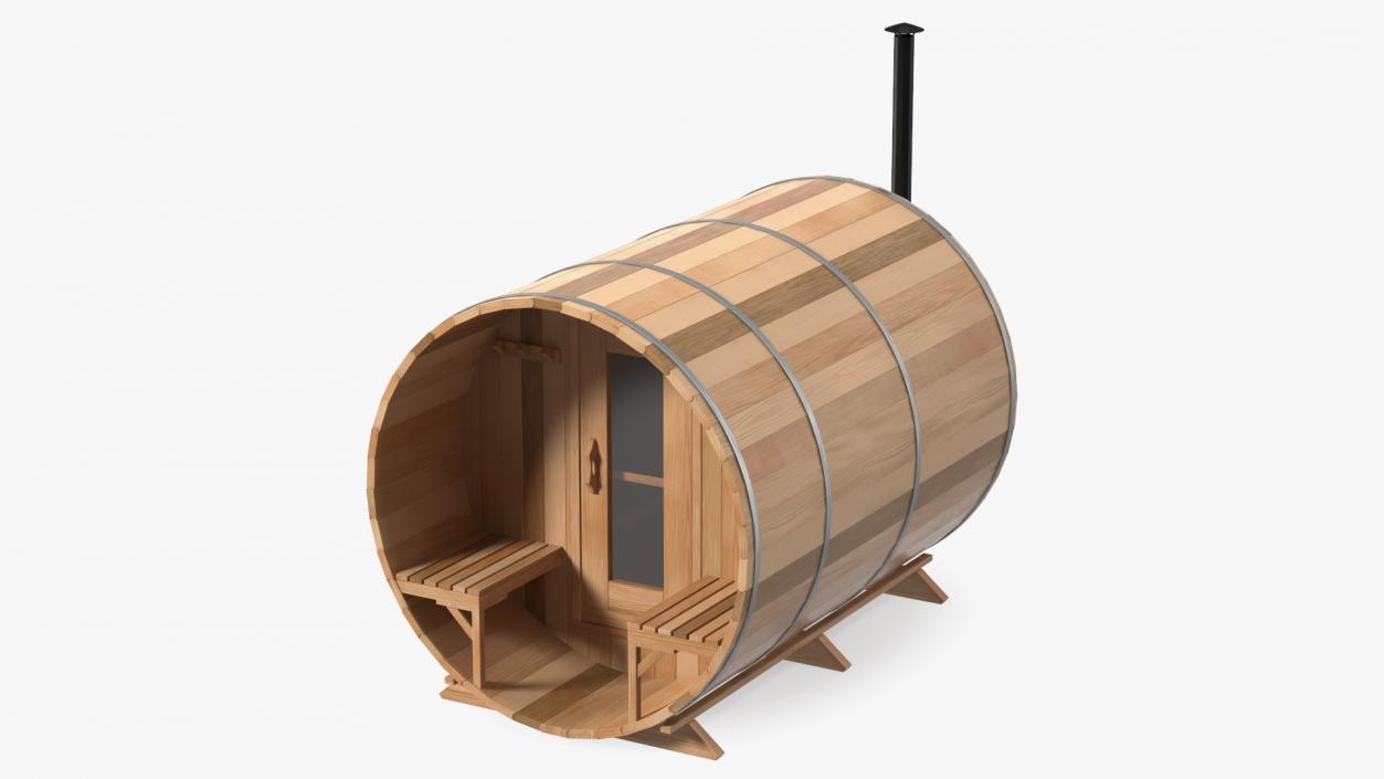 Red Cedar Barrel Sauna 3D