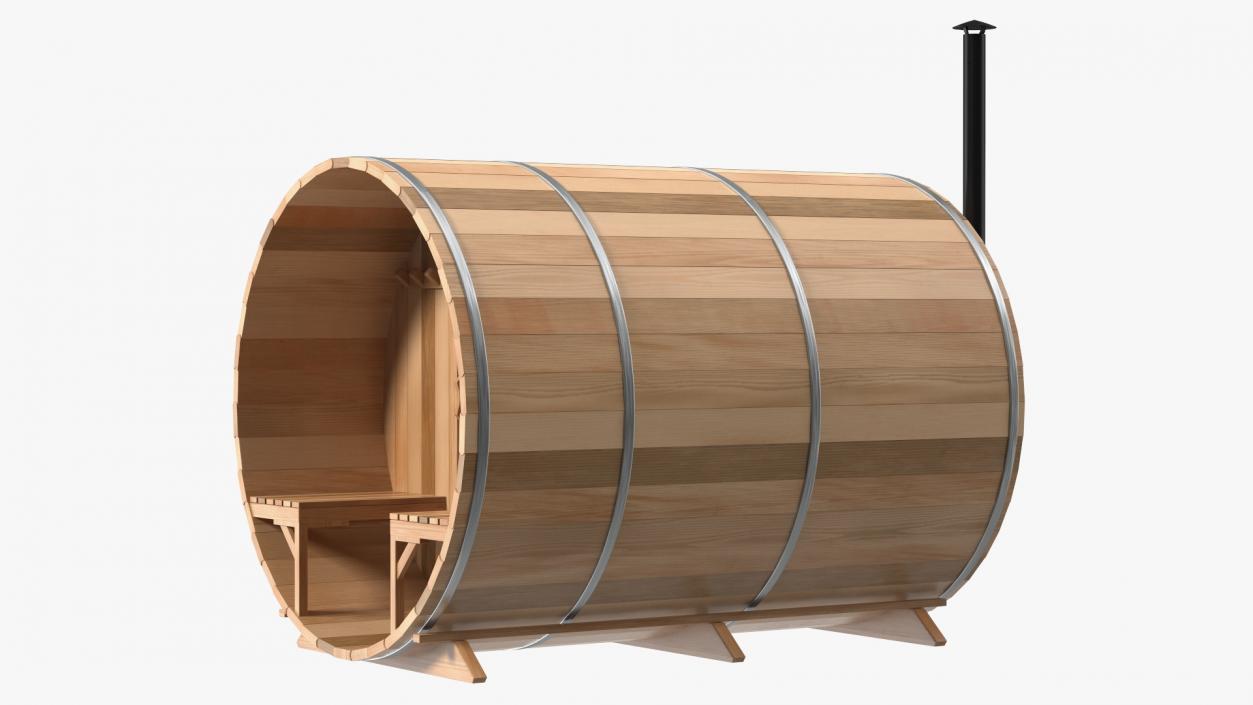 Red Cedar Barrel Sauna 3D