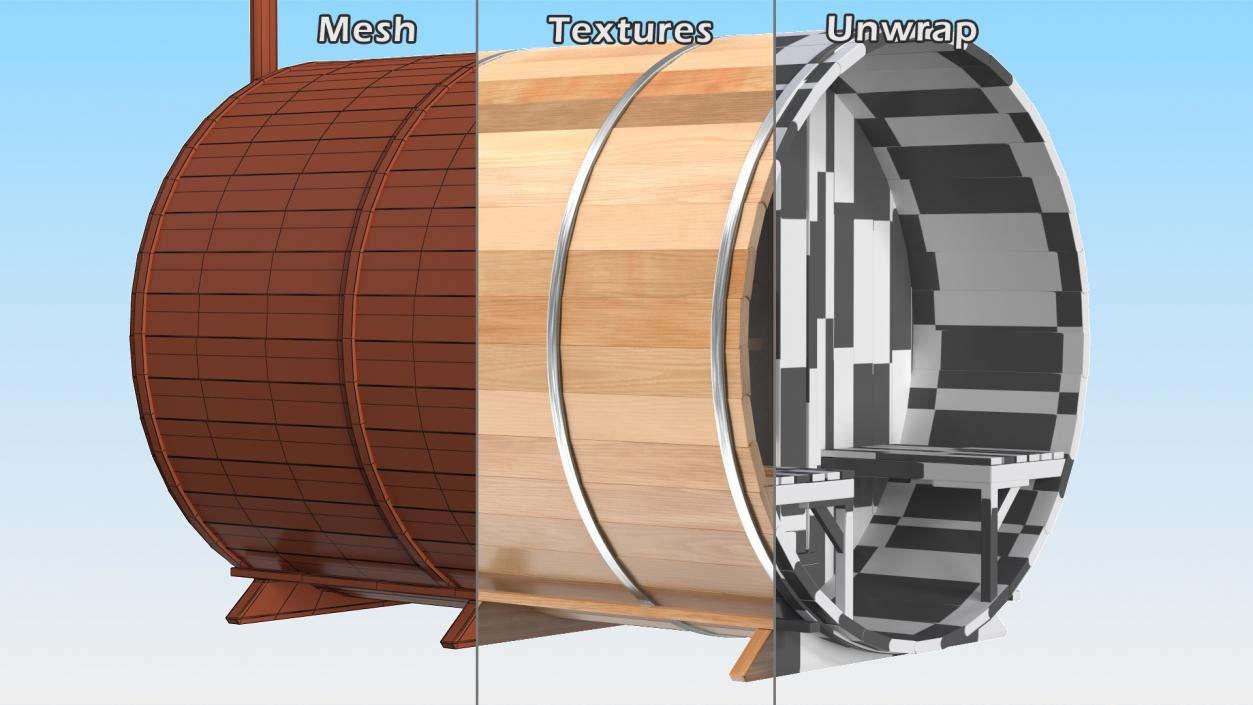 Red Cedar Barrel Sauna 3D