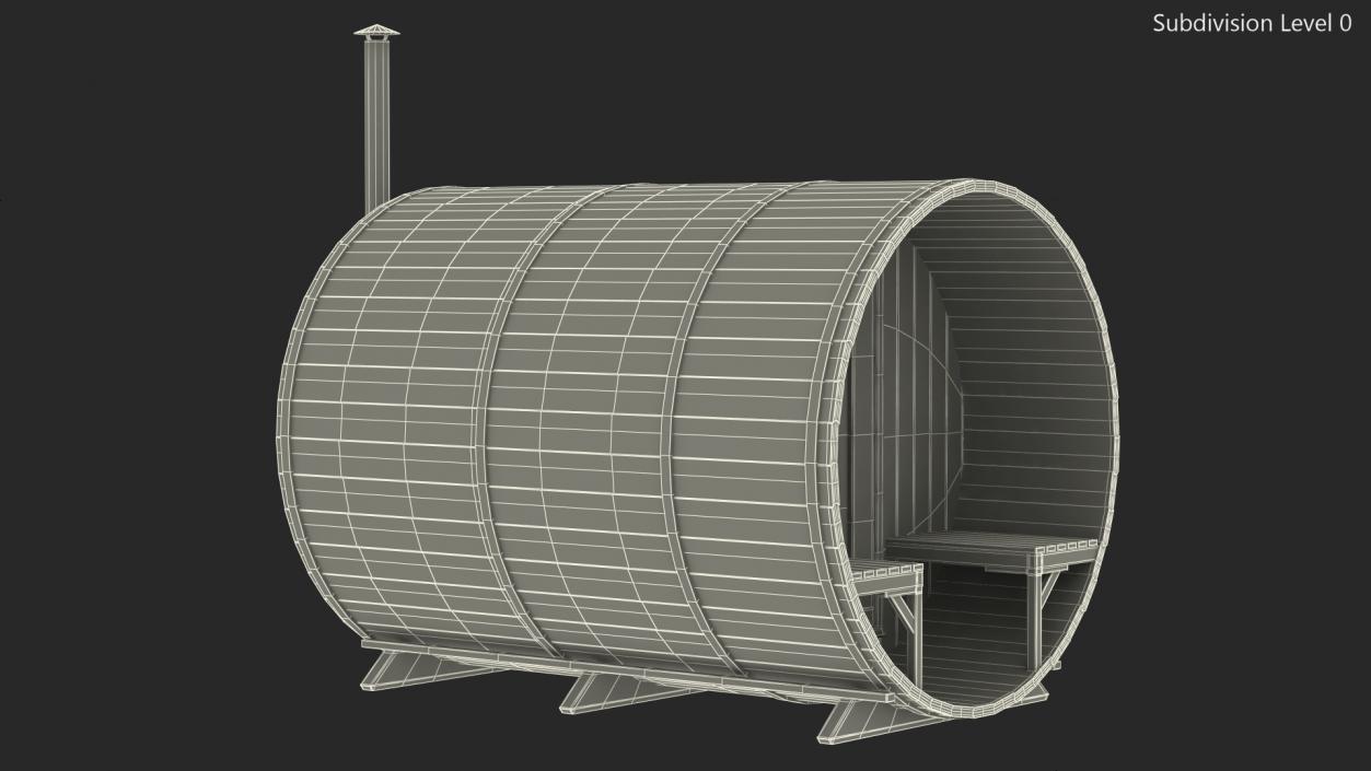 Red Cedar Barrel Sauna 3D