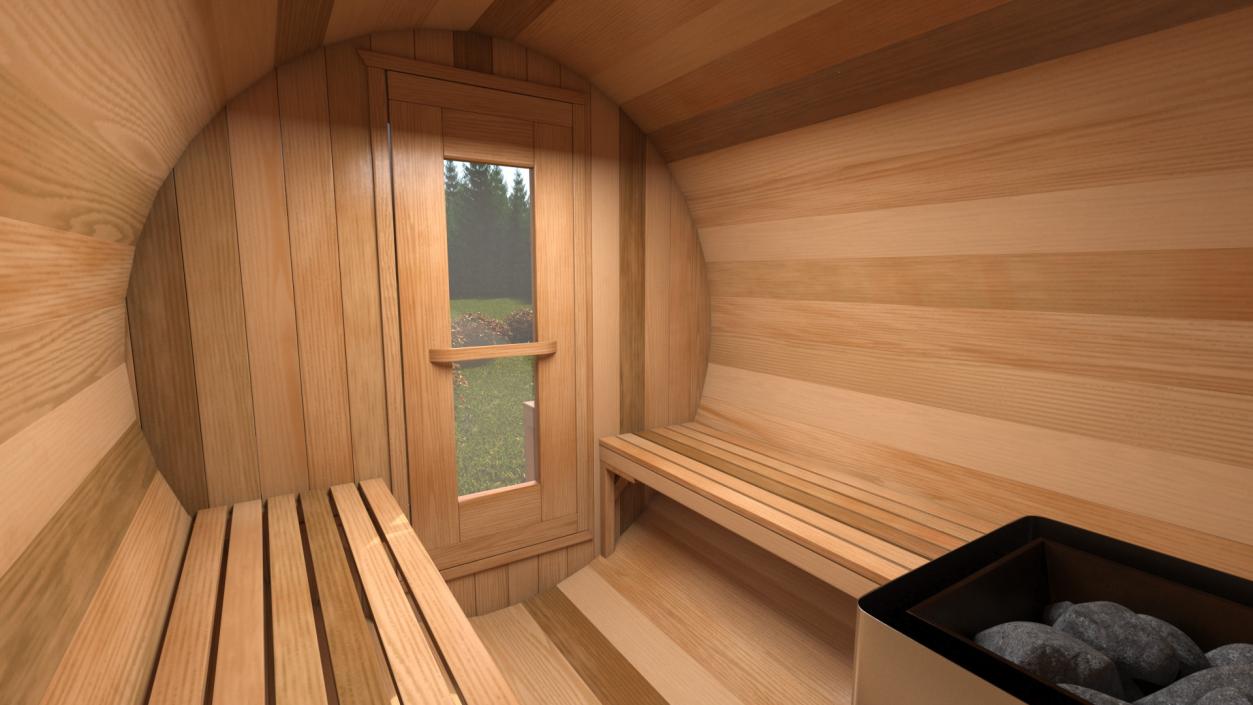 Red Cedar Barrel Sauna 3D