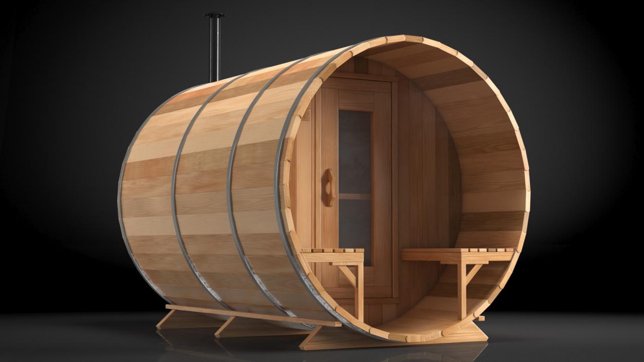 Red Cedar Barrel Sauna 3D