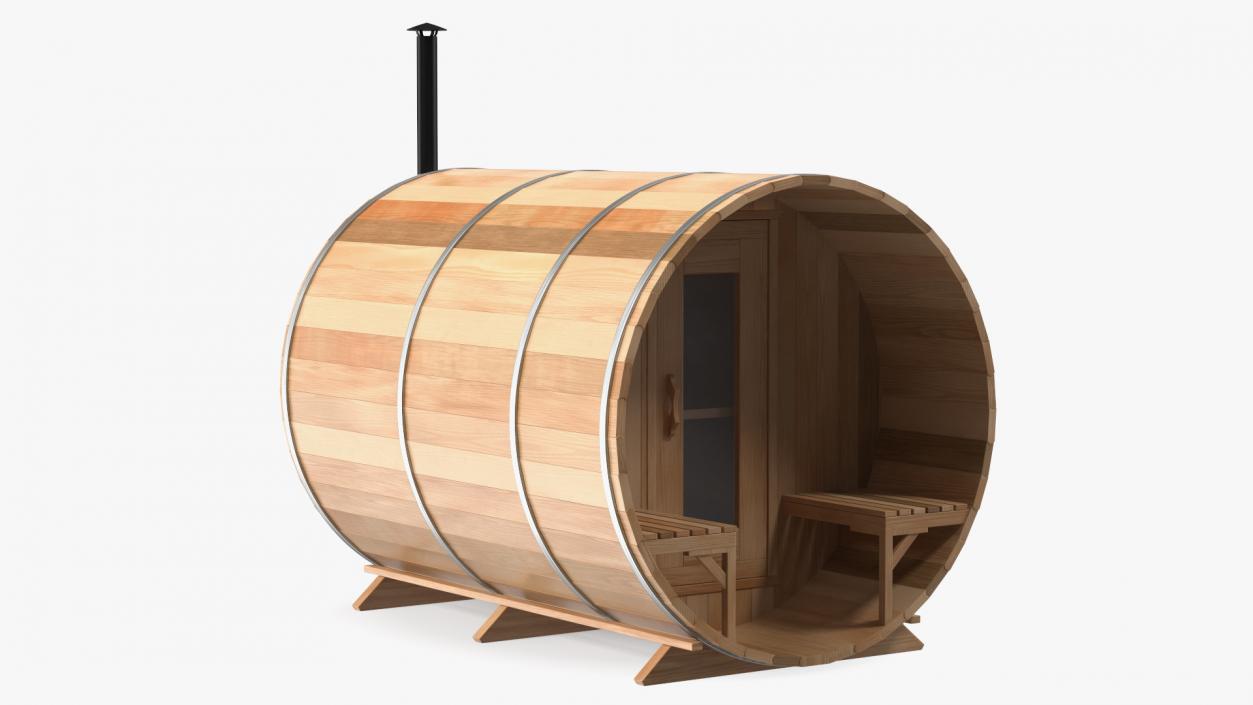 Red Cedar Barrel Sauna 3D