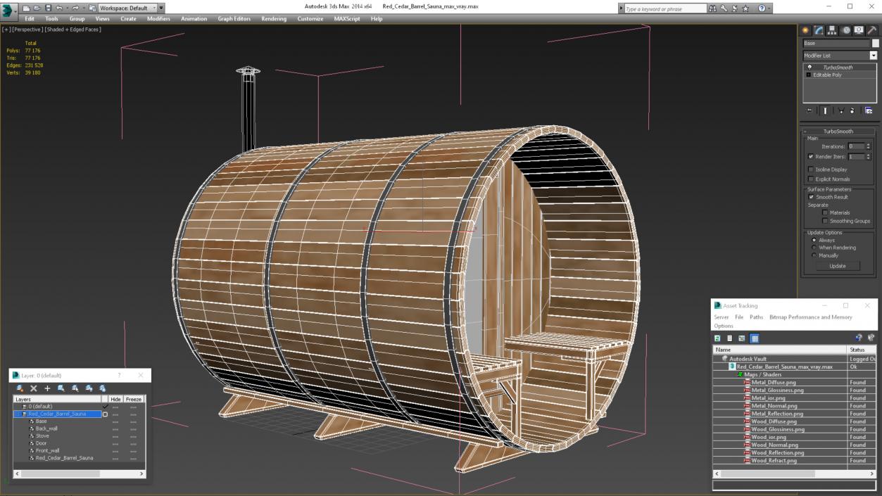 Red Cedar Barrel Sauna 3D