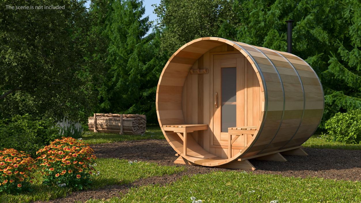 Red Cedar Barrel Sauna 3D