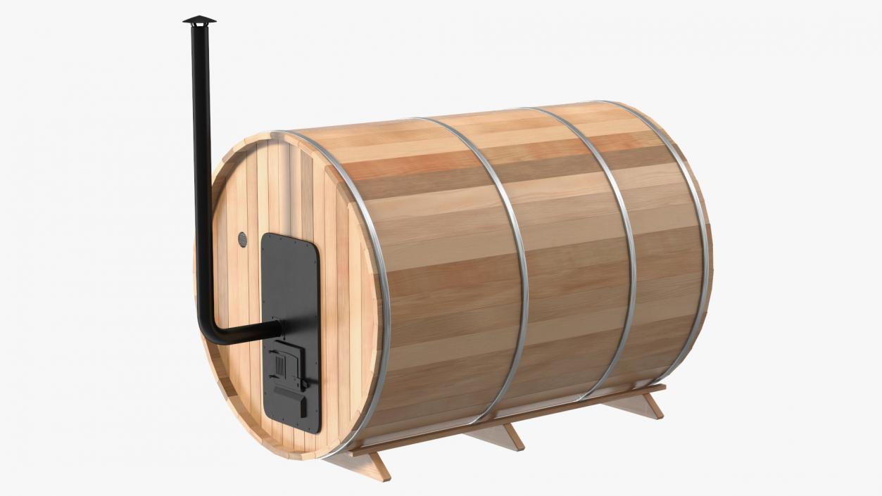 Red Cedar Barrel Sauna 3D