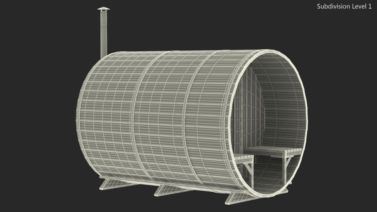 Red Cedar Barrel Sauna 3D