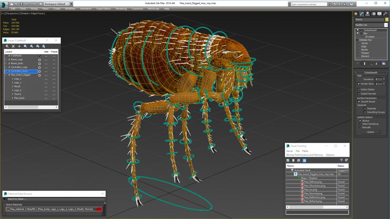 3D Flea Insect Rigged model