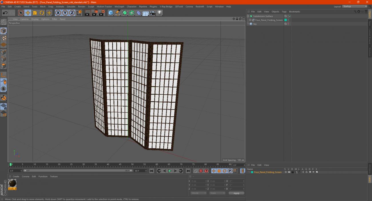 3D model Four Panel Folding Screen