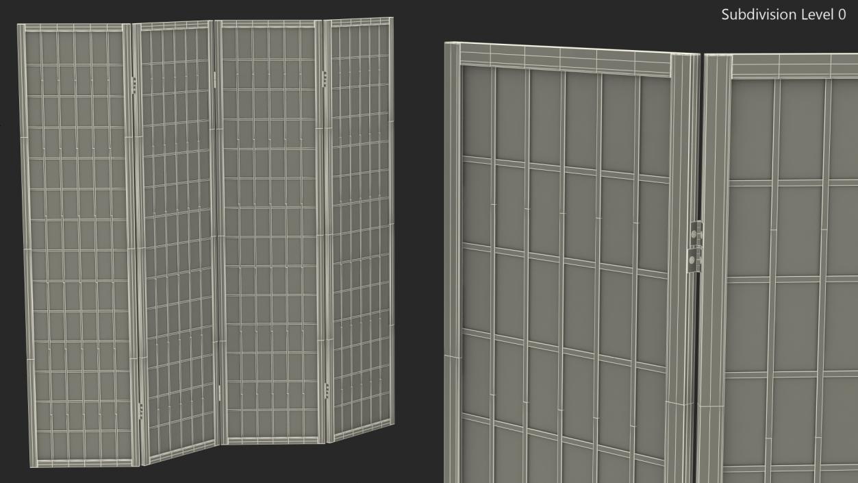 3D model Four Panel Folding Screen