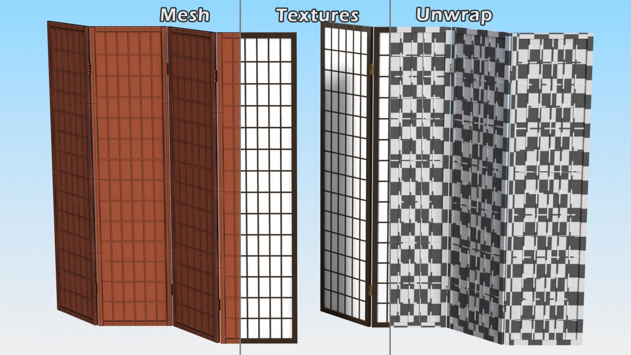 3D model Four Panel Folding Screen