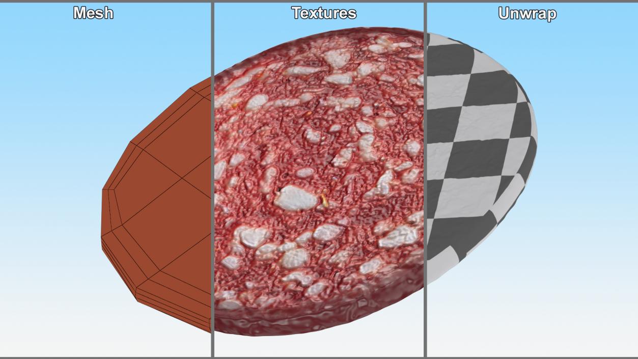 Slice Uncooked Smoked Sausage 3D model