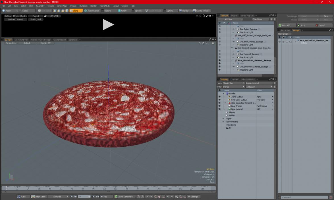 Slice Uncooked Smoked Sausage 3D model