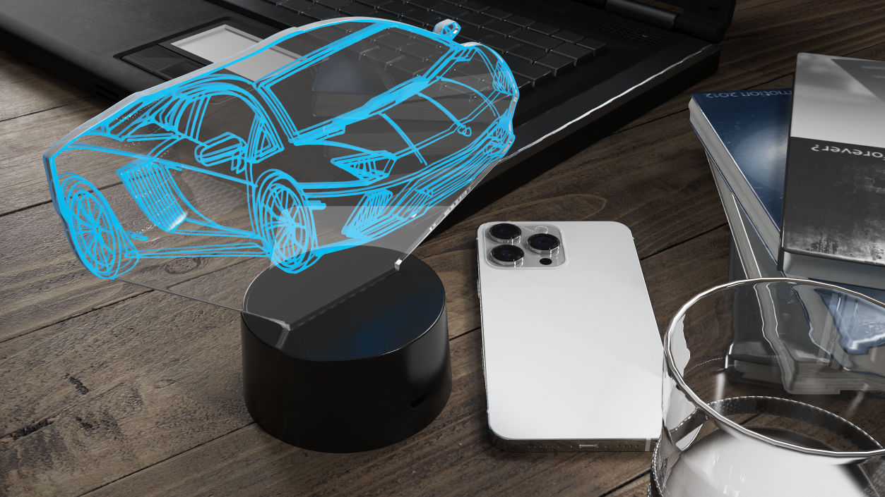 3D model Acrylic Hologram Lamp Car Blue