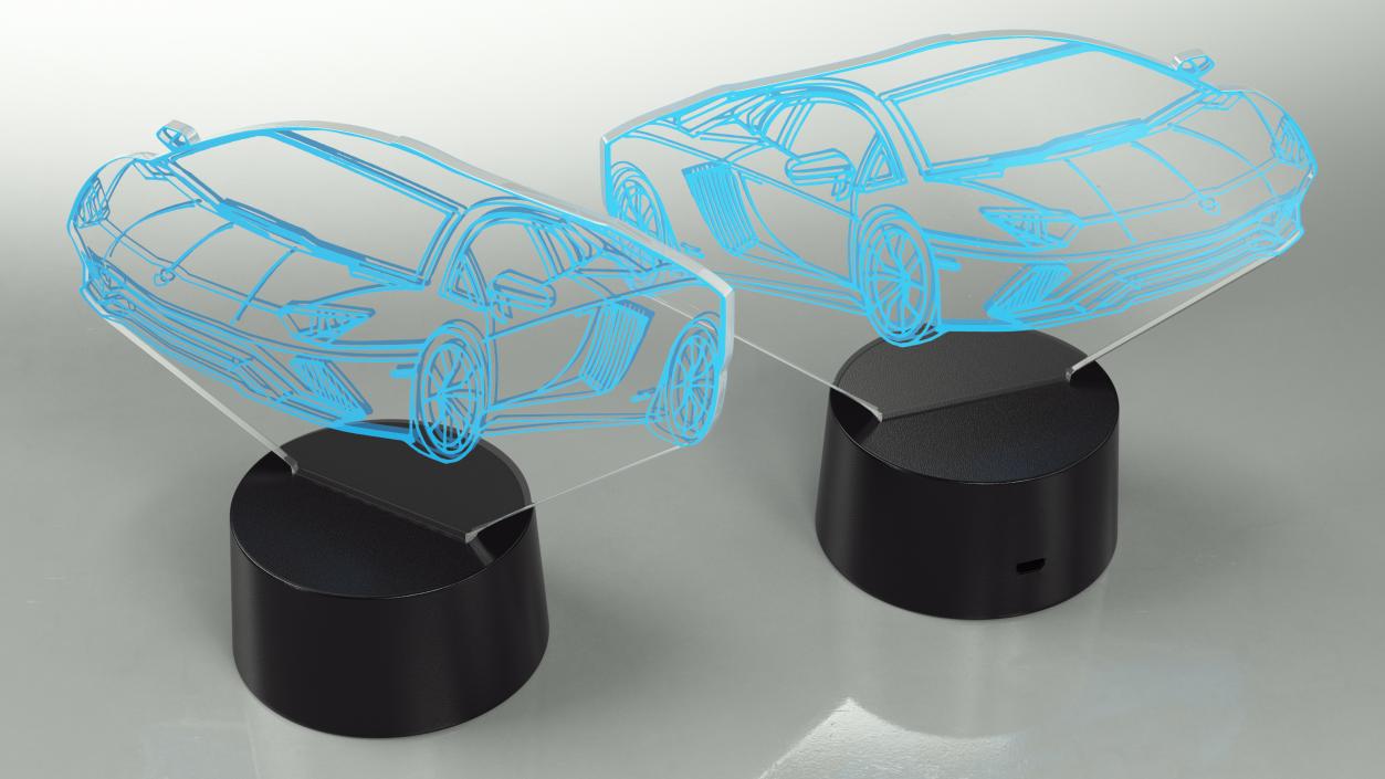 3D model Acrylic Hologram Lamp Car Blue