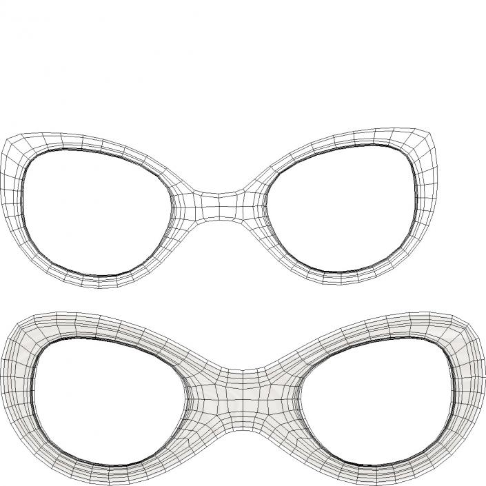 3D Cat Eye Glasses White