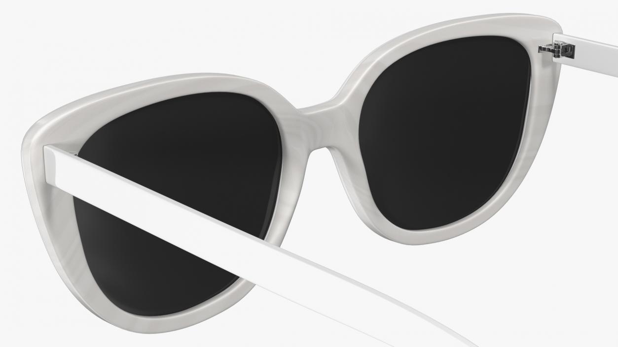 3D Cat Eye Glasses White