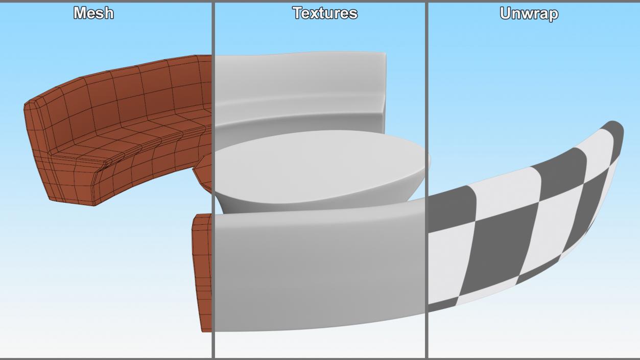 Minimalist Benches and Futuristic Table 3D model