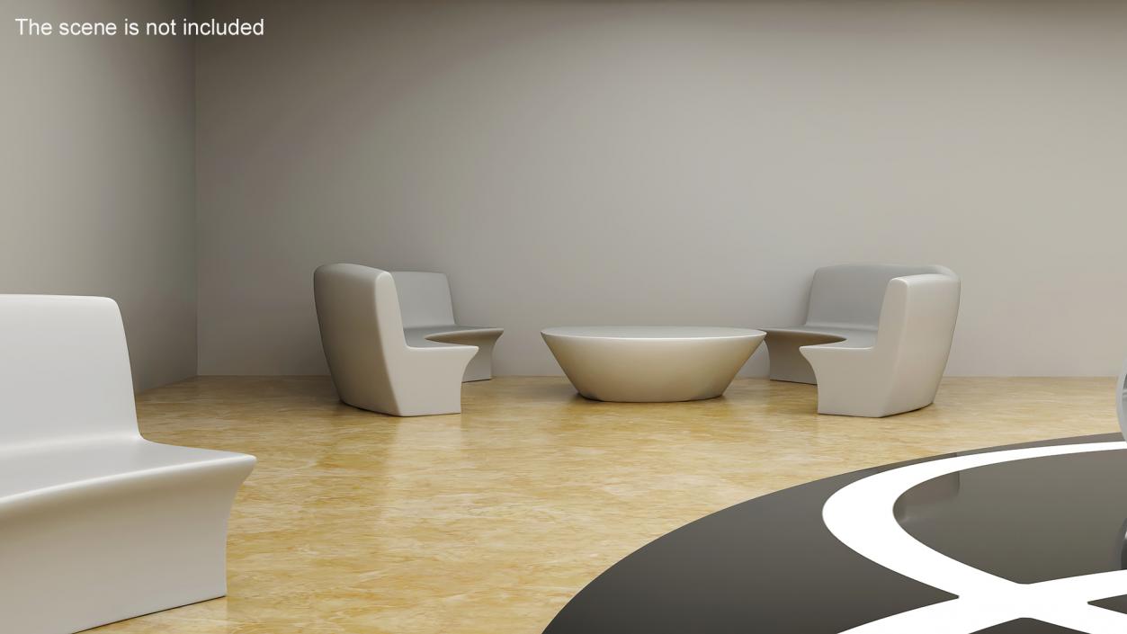 Minimalist Benches and Futuristic Table 3D model