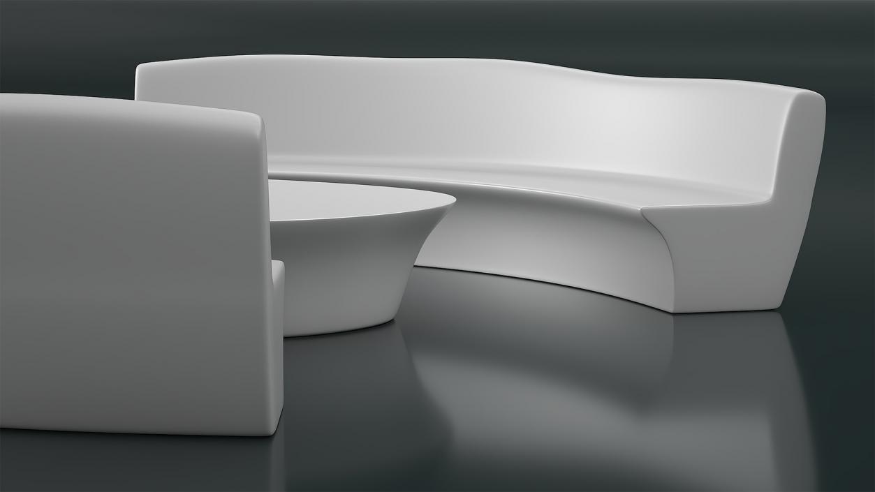 Minimalist Benches and Futuristic Table 3D model