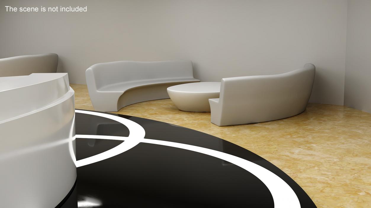 Minimalist Benches and Futuristic Table 3D model