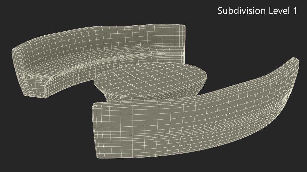 Minimalist Benches and Futuristic Table 3D model