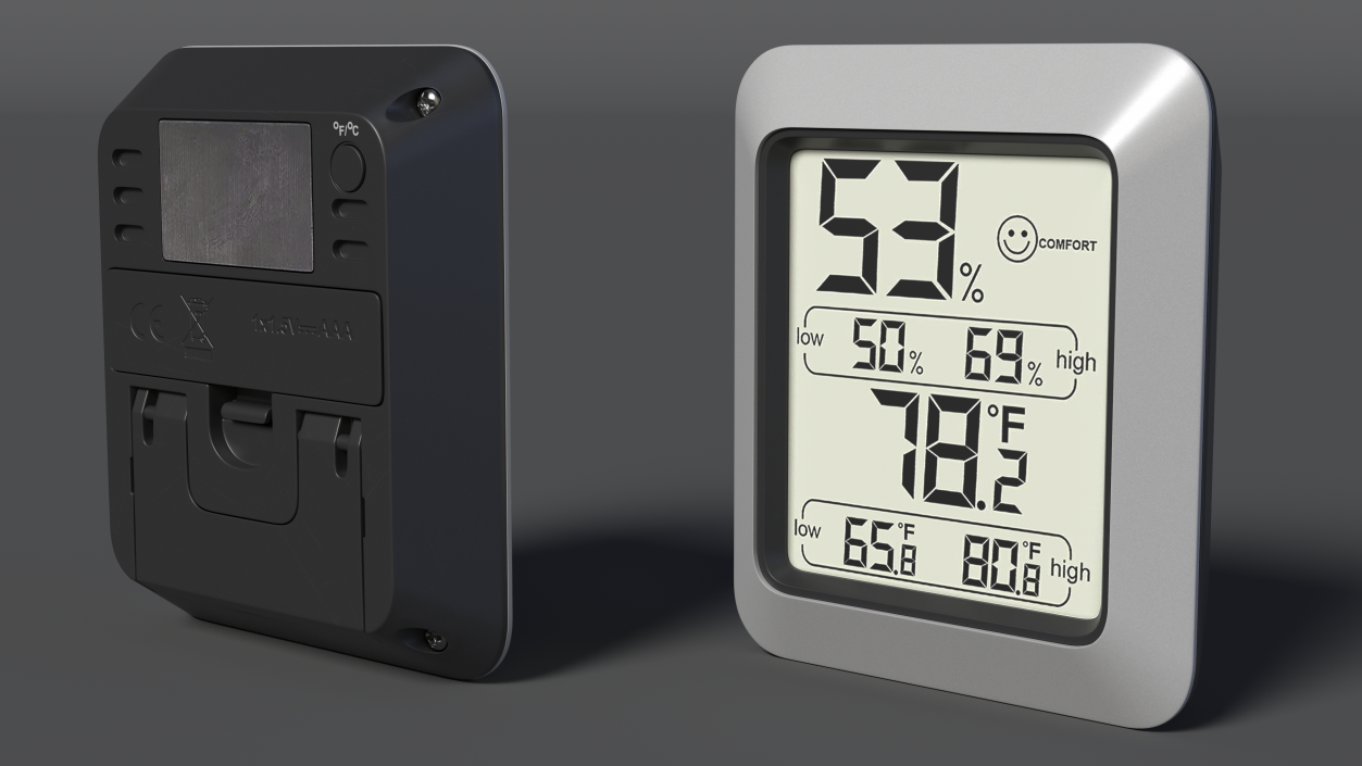 Indoor Hygrometer and Thermometer Black 3D model