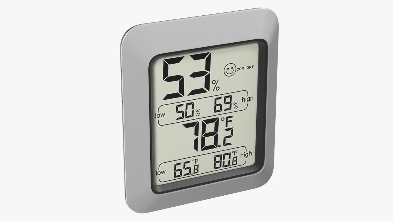 Indoor Hygrometer and Thermometer Black 3D model