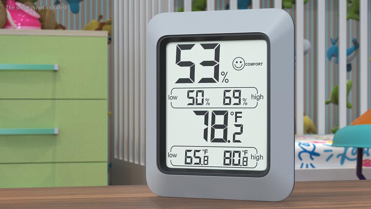 Indoor Hygrometer and Thermometer Black 3D model