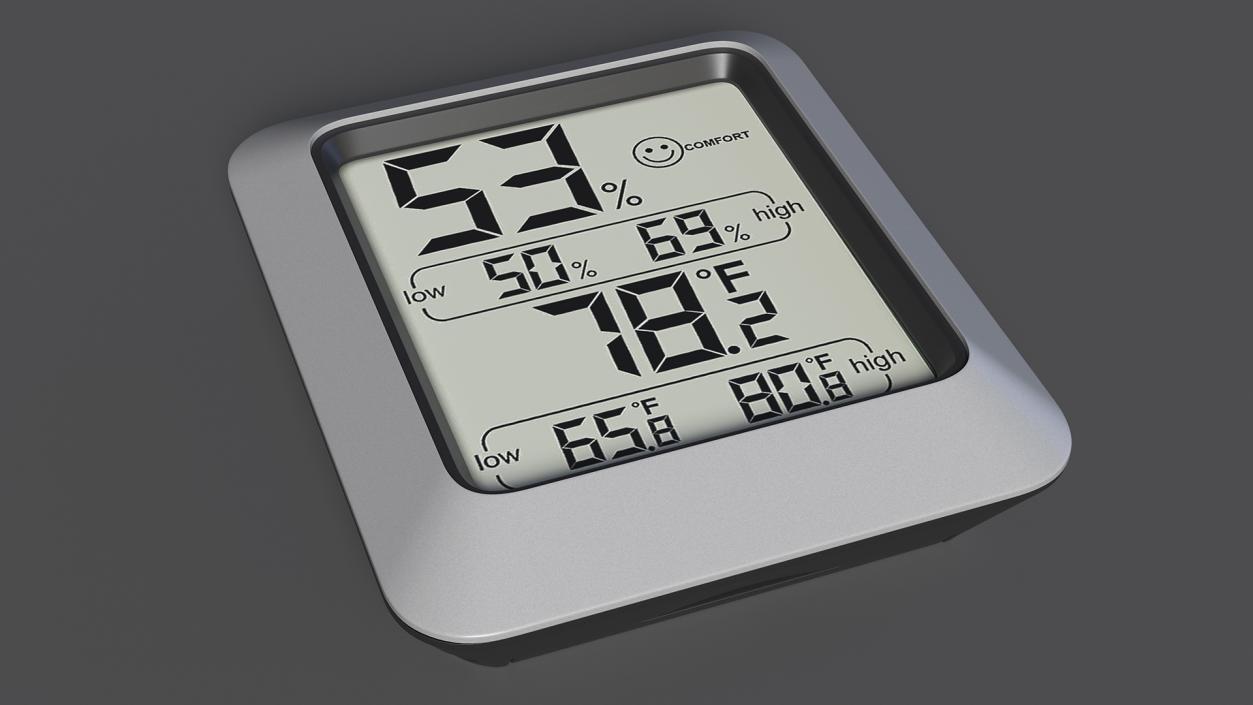 Indoor Hygrometer and Thermometer Black 3D model