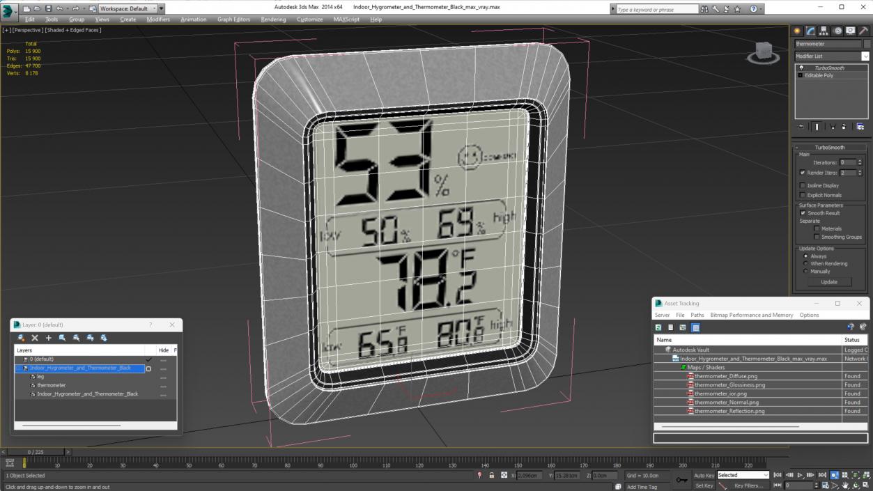 Indoor Hygrometer and Thermometer Black 3D model