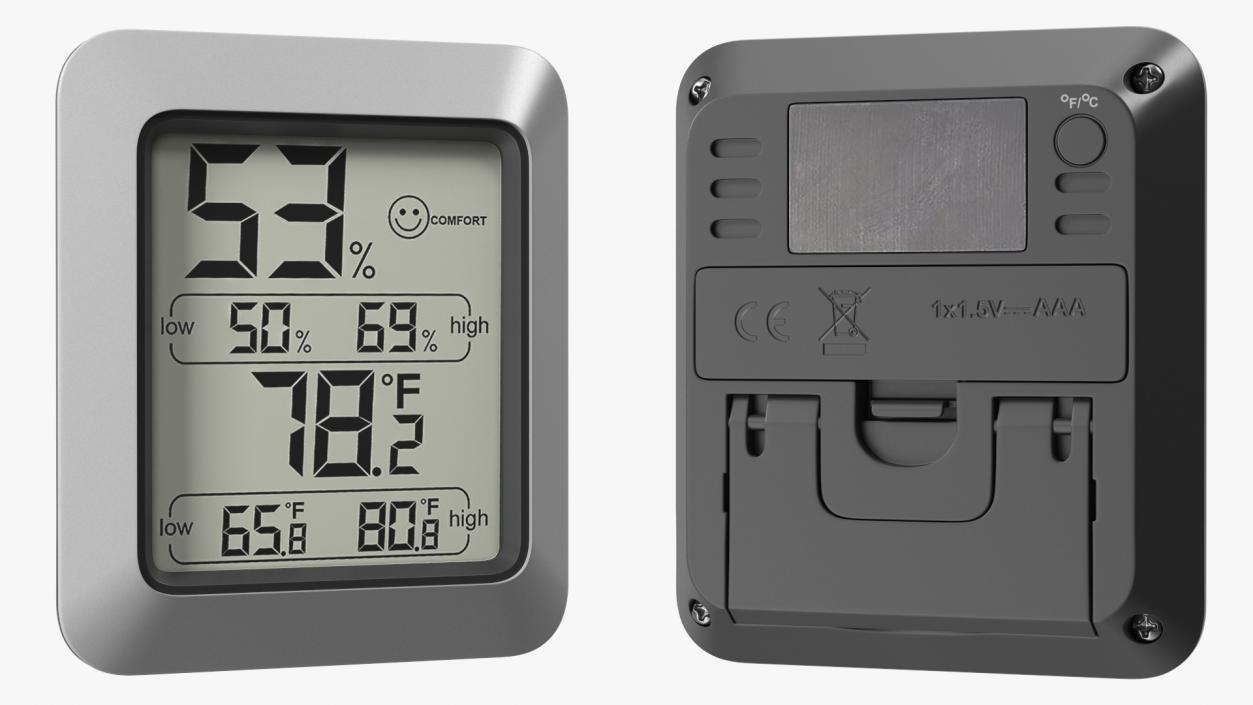 Indoor Hygrometer and Thermometer Black 3D model