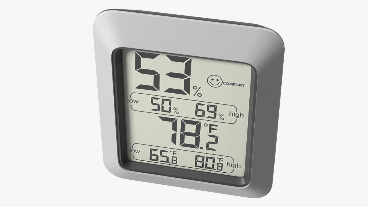 Indoor Hygrometer and Thermometer Black 3D model