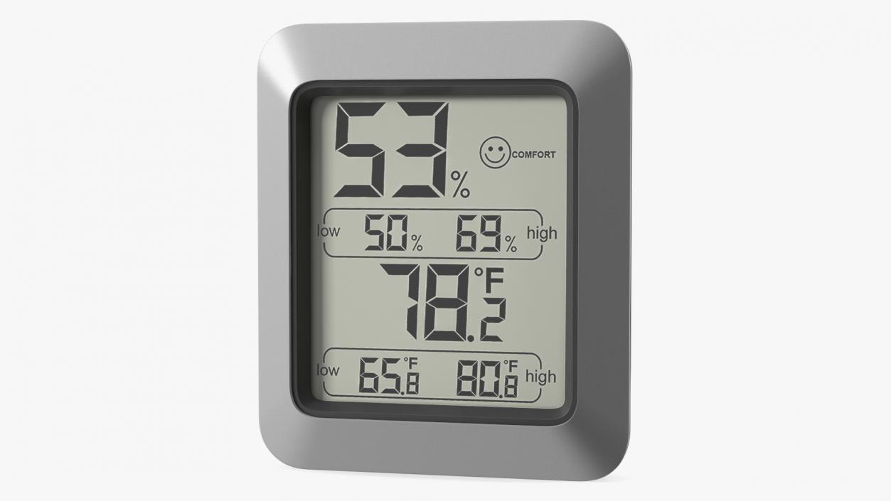 Indoor Hygrometer and Thermometer Black 3D model