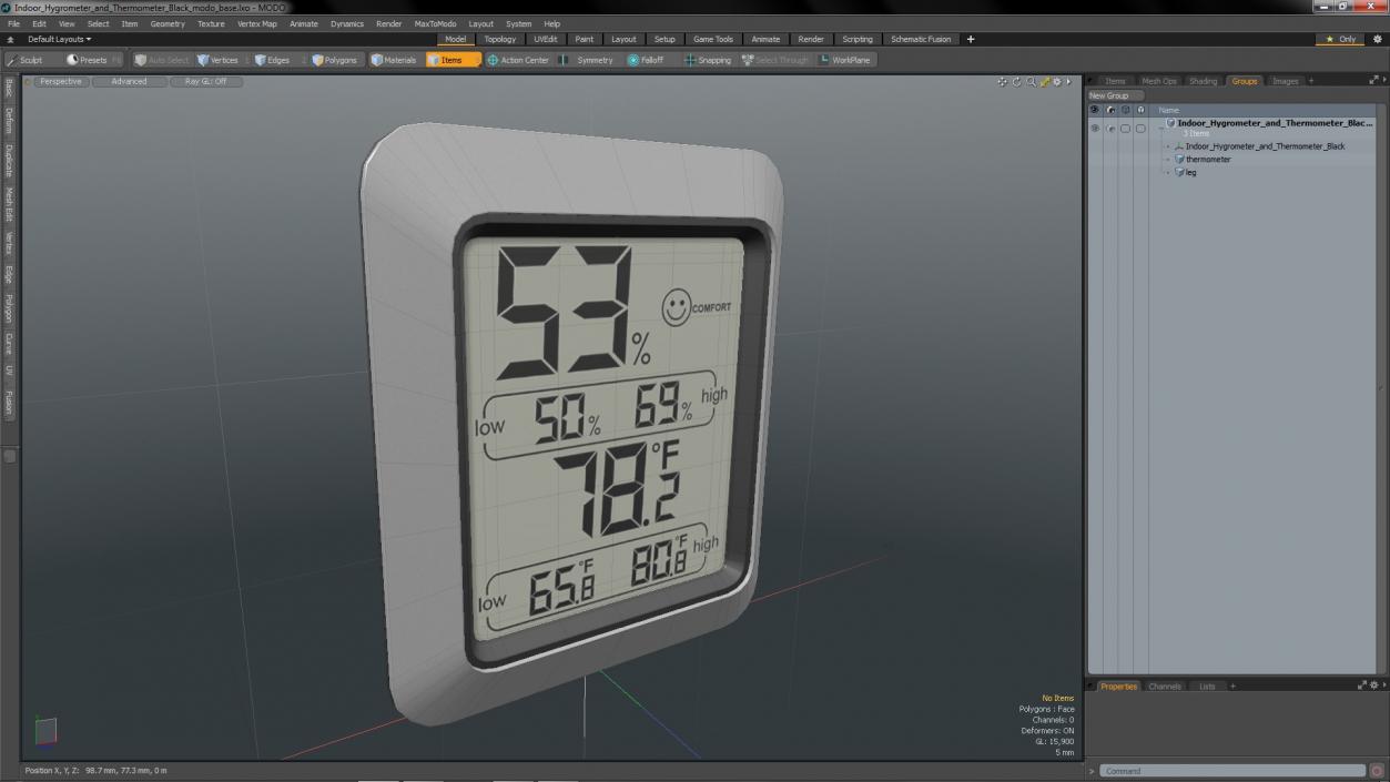 Indoor Hygrometer and Thermometer Black 3D model