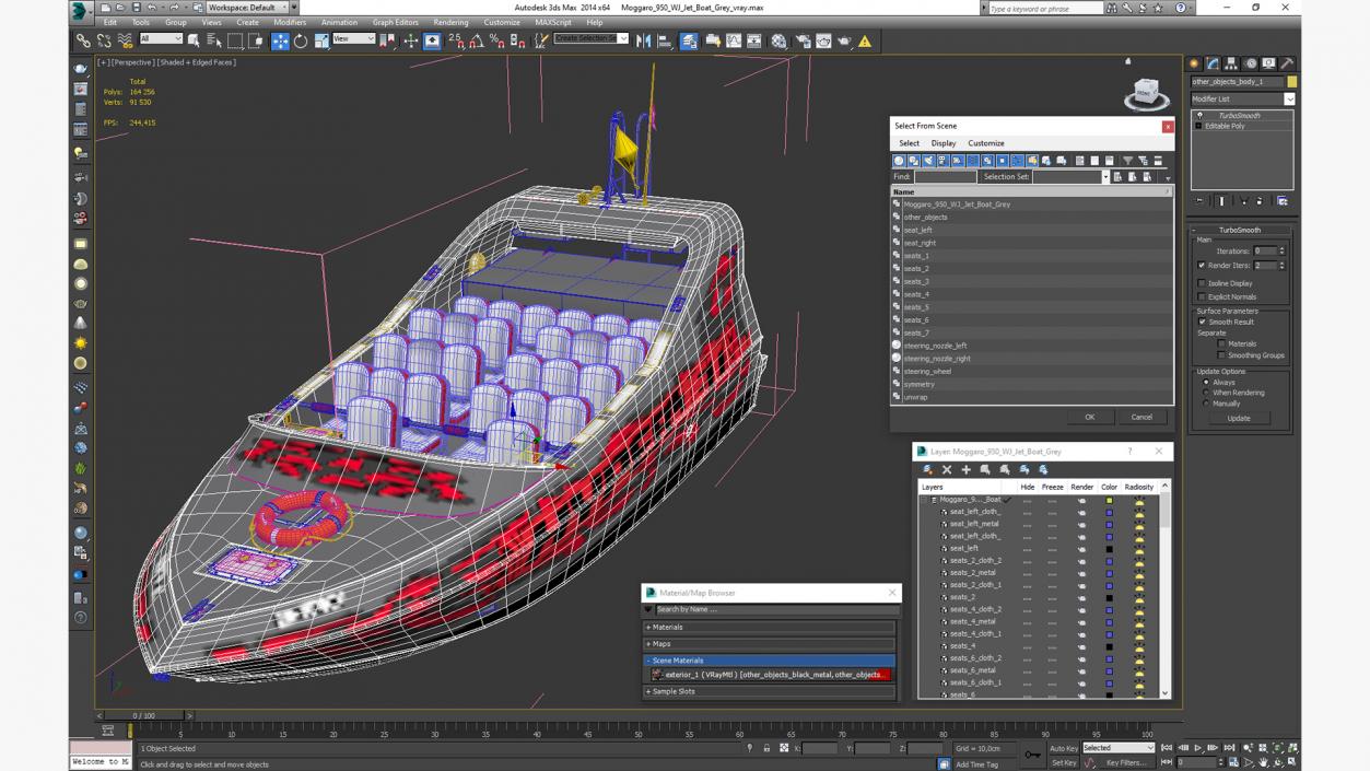 3D Moggaro 950 WJ Jet Boat Grey model