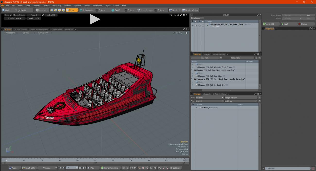 3D Moggaro 950 WJ Jet Boat Grey model