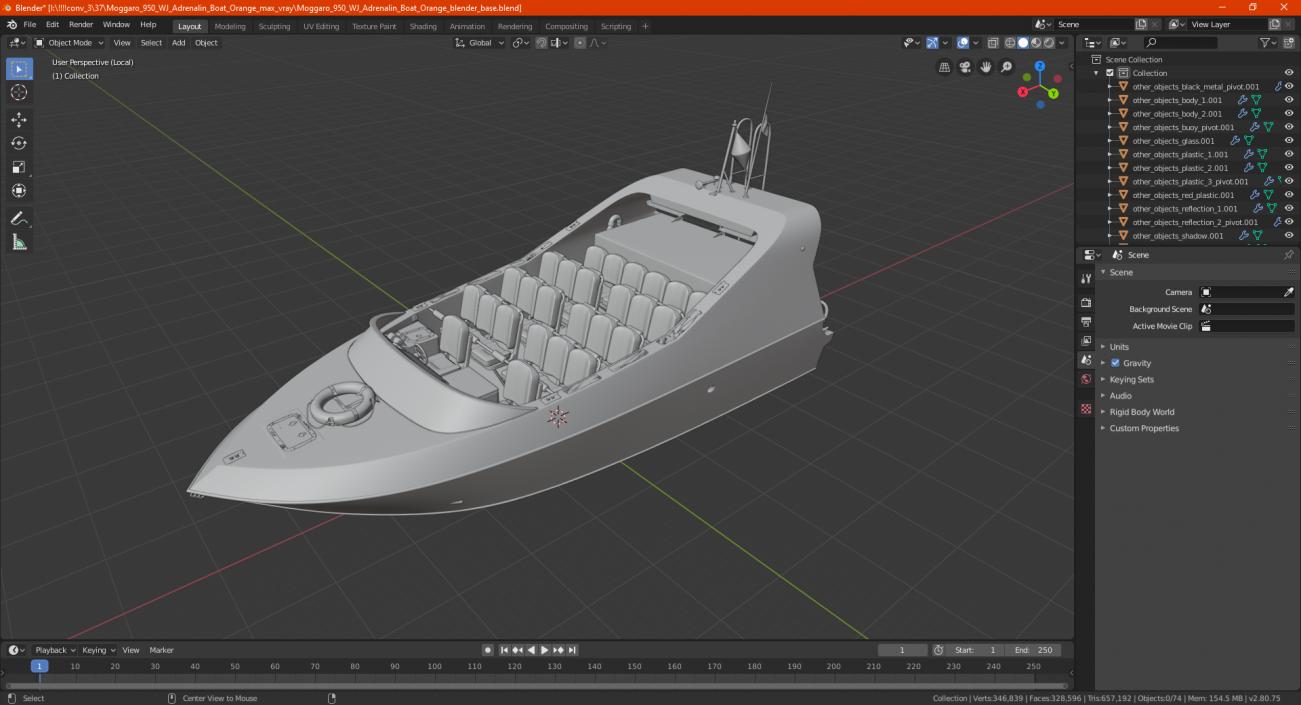 3D Moggaro 950 WJ Jet Boat Grey model