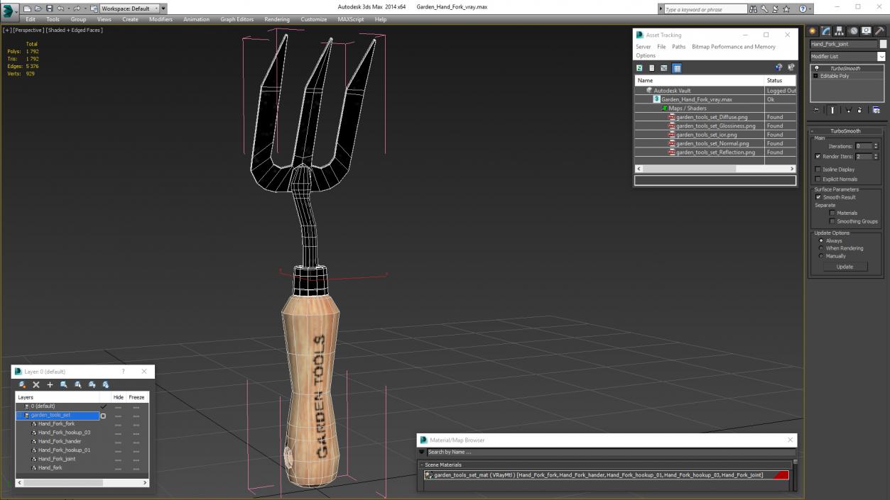 3D Garden Tool Hand Fork