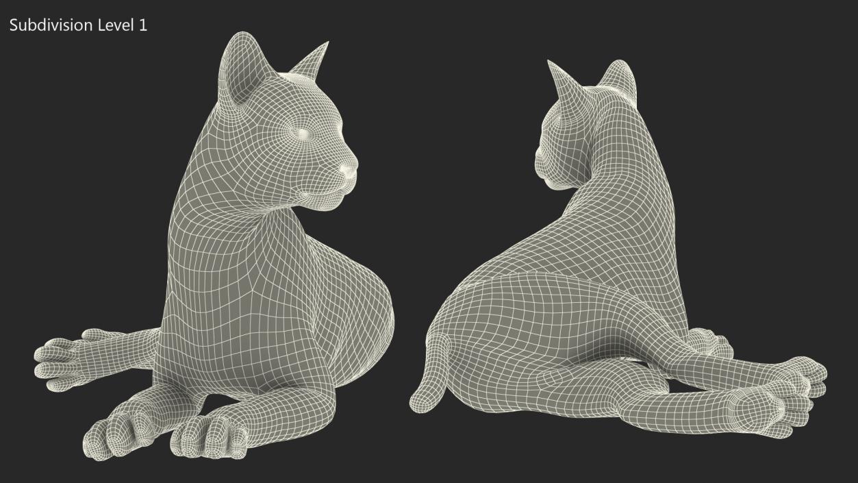 3D Red Lynx Lying Fur model