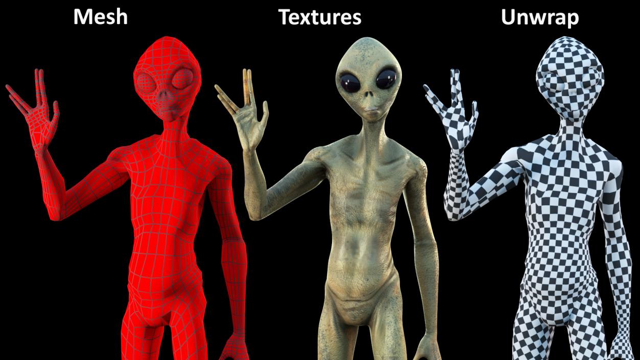 Humanoid Alien Creature Greeting Pose 3D