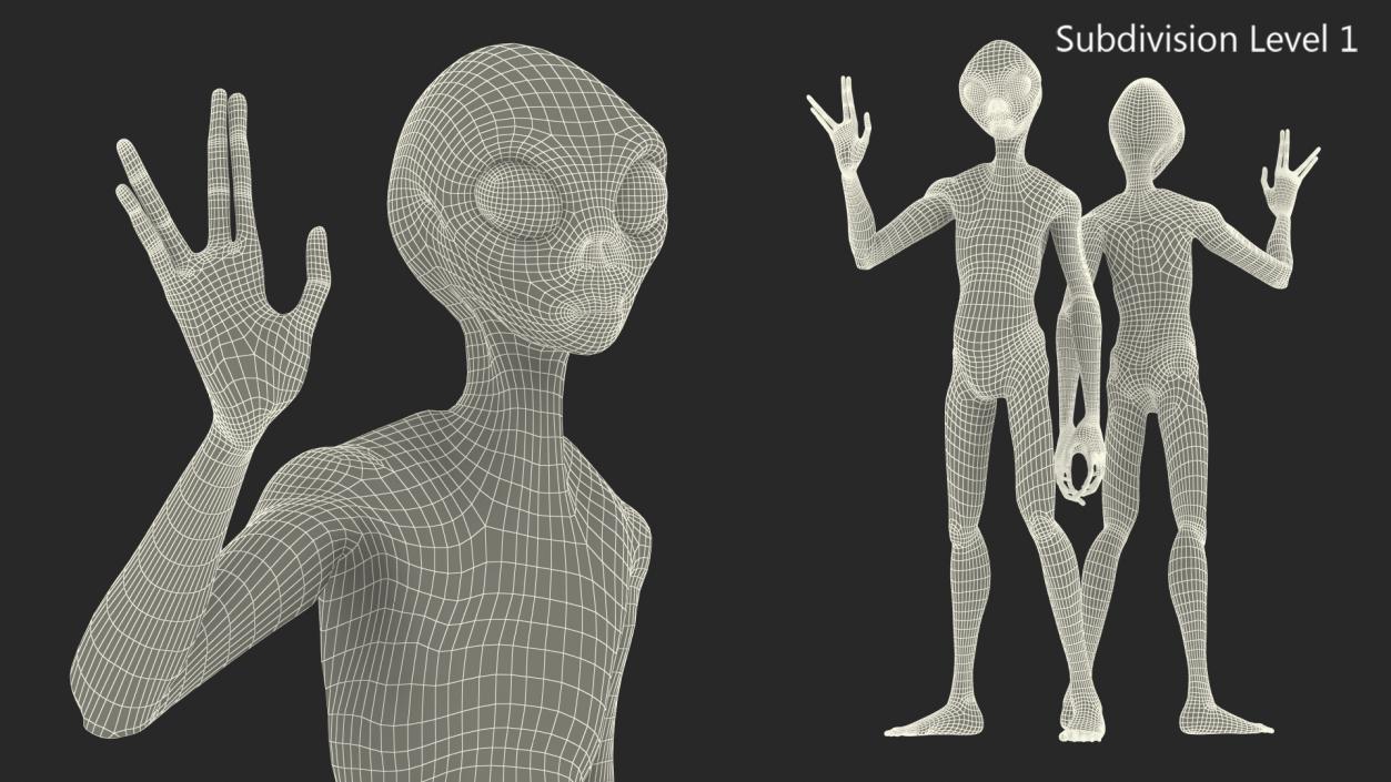 Humanoid Alien Creature Greeting Pose 3D