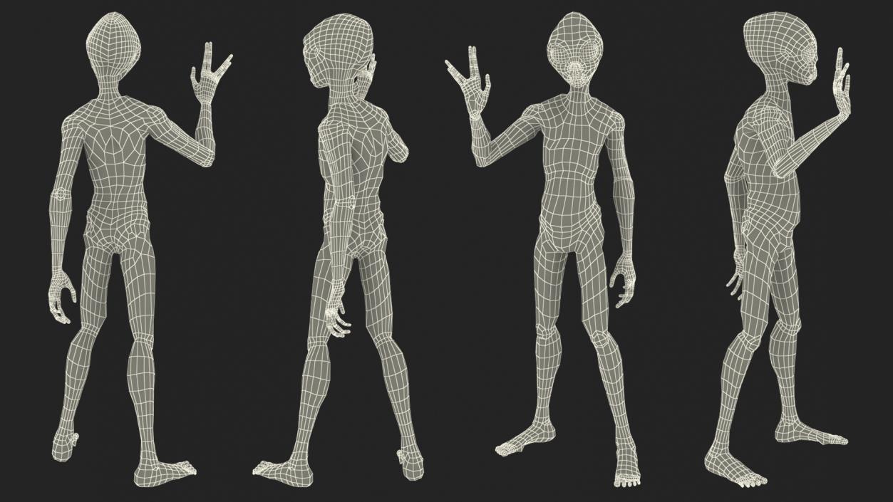 Humanoid Alien Creature Greeting Pose 3D