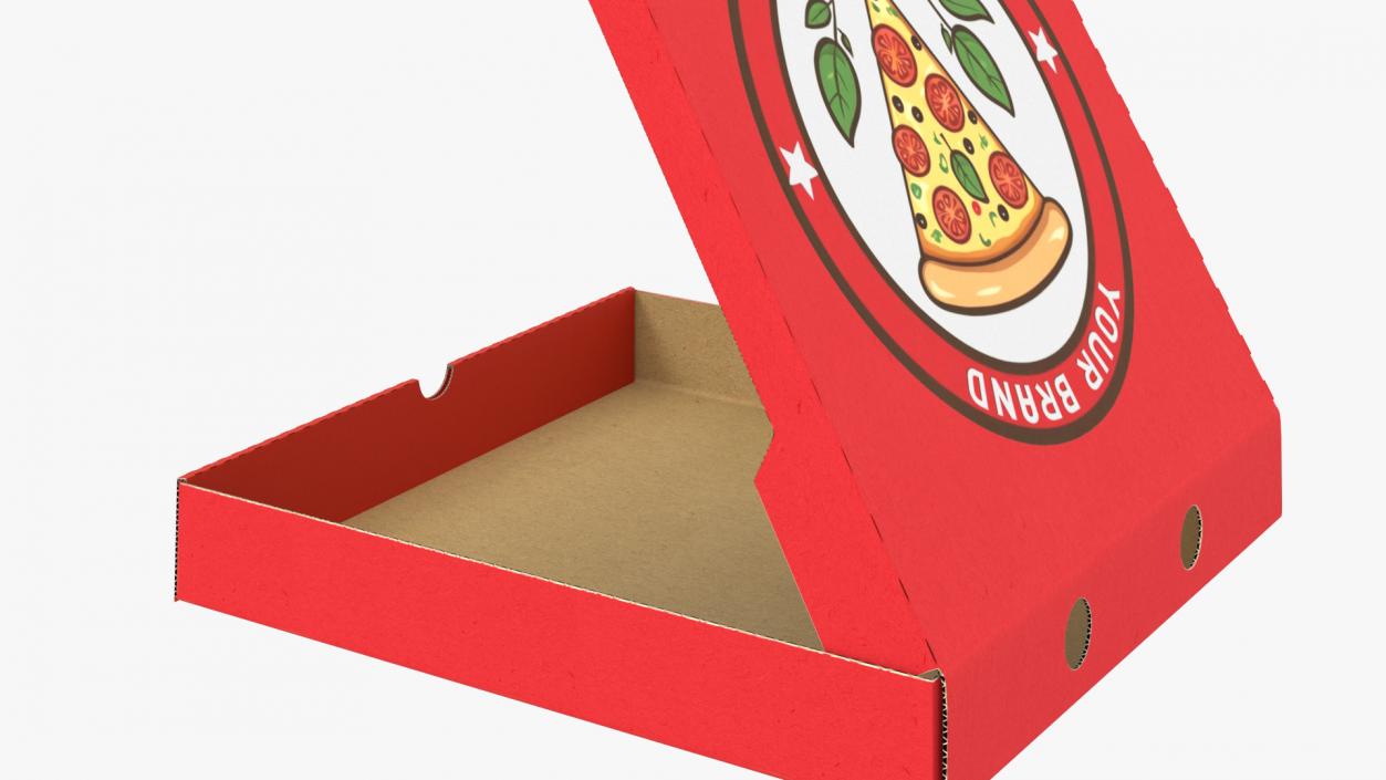 Pepperoni Pizza in Cardboard Box Mockup 3D model