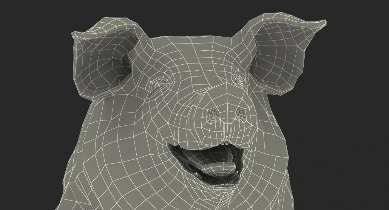 3D Pig Sow Peitrain Walking Pose with Fur model