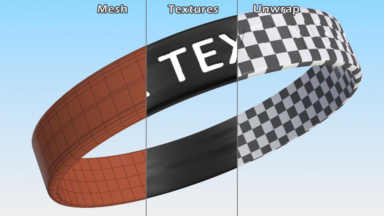 3D model Custom Text Silicone Wristband